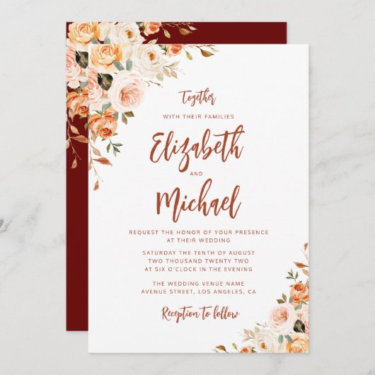 invitation du mariage de automne de script rustiqu (Devant / Derrière)