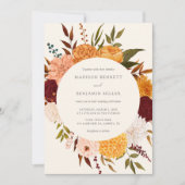 Invitation du Mariage de automne Floral Rose de Bo (Devant)