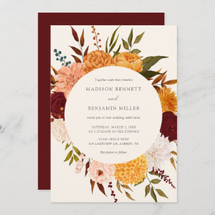 Invitation du Mariage de automne Floral Rose de Bo