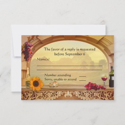 Invitation du Mariage de automne Vignoble RSVP (Dos)