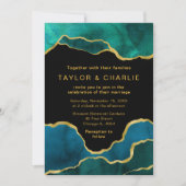 Invitation du Mariage de l'Agate Peint en bleu tur (Devant)