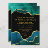 Invitation du Mariage de l'Agate Peint en bleu tur (Devant / Derrière)