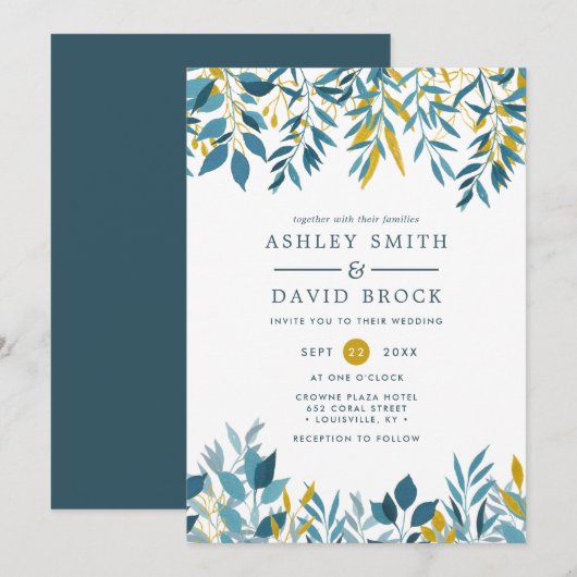 Invitation du Mariage de l'aquarelle de la flore m (Devant / Derrière)