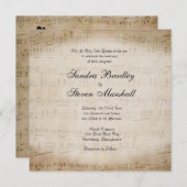 Invitation du Mariage de musique de la feuille d'a (Devant / Derrière)