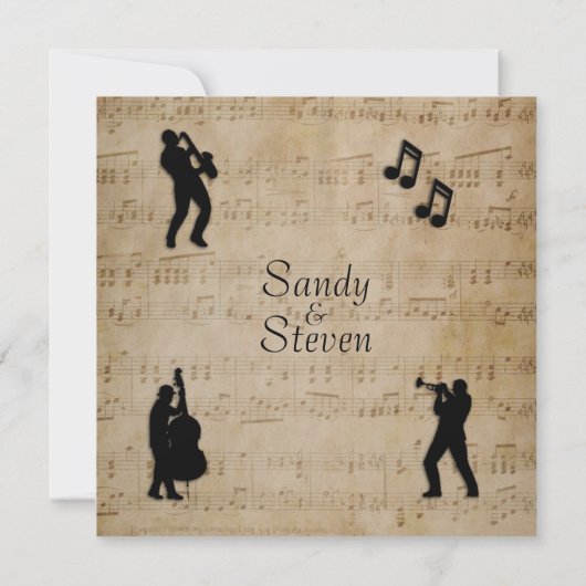 Invitation du Mariage de musique de la feuille d'a (Dos)