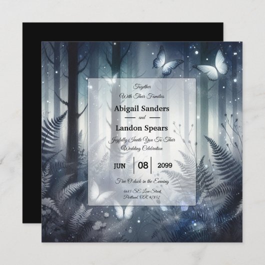 Invitation du Mariage des ailes magiques et lune d (Devant / Derrière)