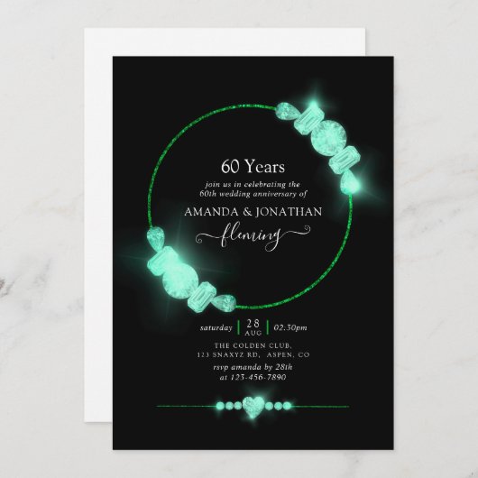 Invitation du Mariage du Diamant Vert (Devant / Derrière)