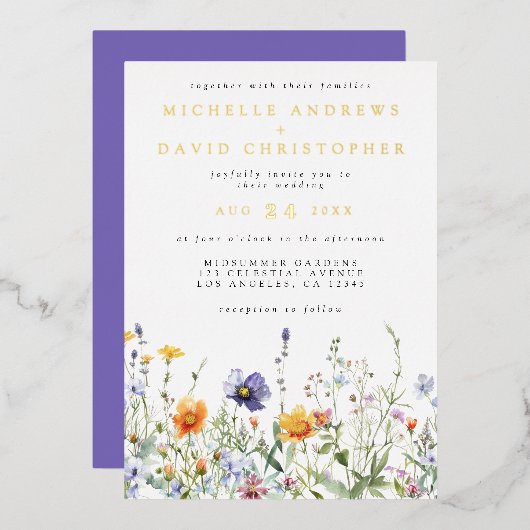 Invitation du Mariage fleur sauvage de terrain Foi (Recto/Verso)