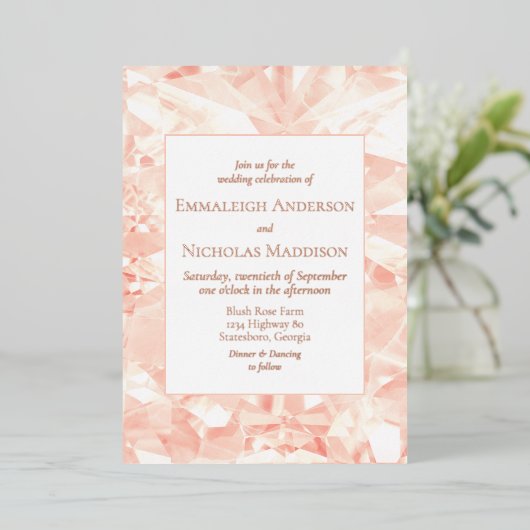 Invitation du Mariage Foil Rose Faux Gemstone (Debout devant)