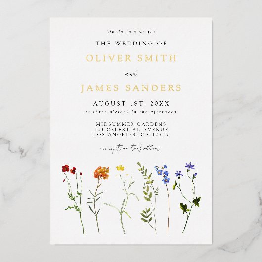 Invitation du Mariage Gay pride floral (Recto)