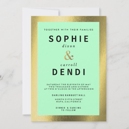 Invitation du Mariage Gold Foil (Devant)