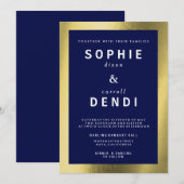 Invitation du Mariage Gold & Navy Foil (Devant / Derrière)