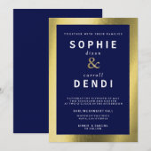 Invitation du Mariage Gold & Navy Foil (Devant / Derrière)