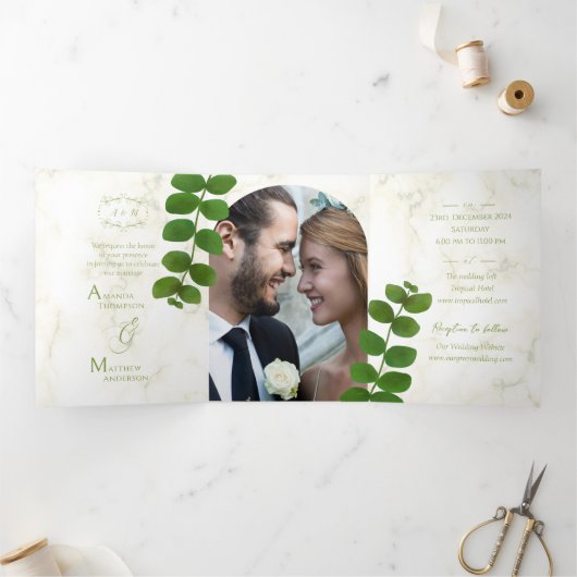 Invitation du mariage Green Chic (Intérieur)