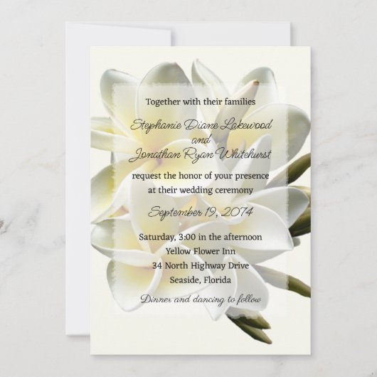 Invitation du Mariage hawaïen Frangipani (Devant)