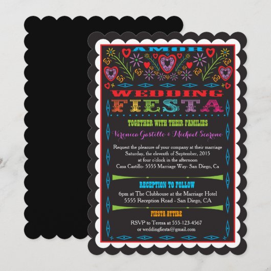 Invitation du Mariage mexicain Fiesta (Devant / Derrière)
