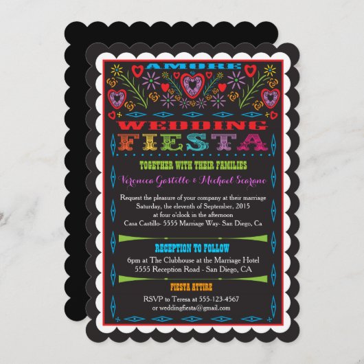 Invitation du Mariage mexicain Fiesta (Devant / Derrière)