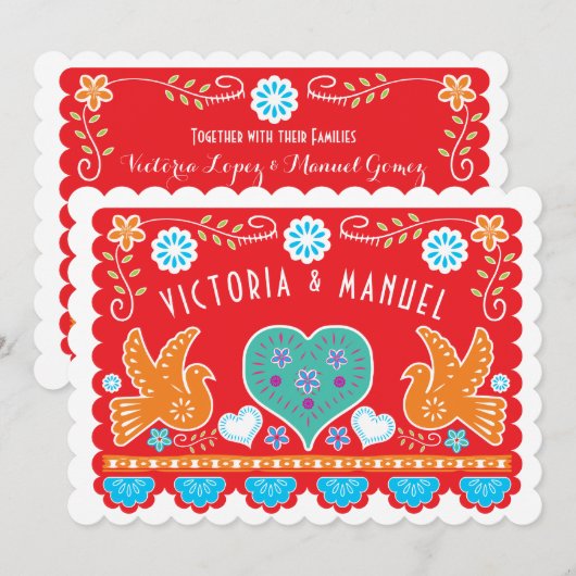 Invitation du Mariage mexicain Papel Picado (Devant / Derrière)