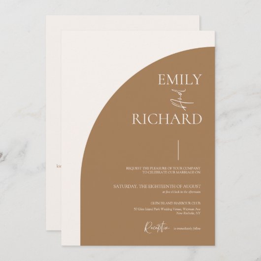 Invitation du Mariage QR à demi-arc moderne (Devant / Derrière)