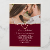Invitation du Mariage rose Gold Burgundy (Recto)