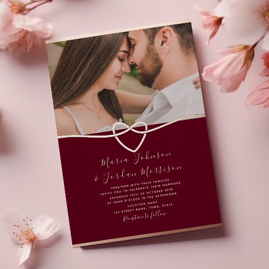 Invitation du Mariage rose Gold Burgundy