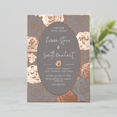 Invitation du Mariage Rose Gris Foil (Debout devant)