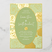 Invitation du Mariage Rose vert Foil (Recto)