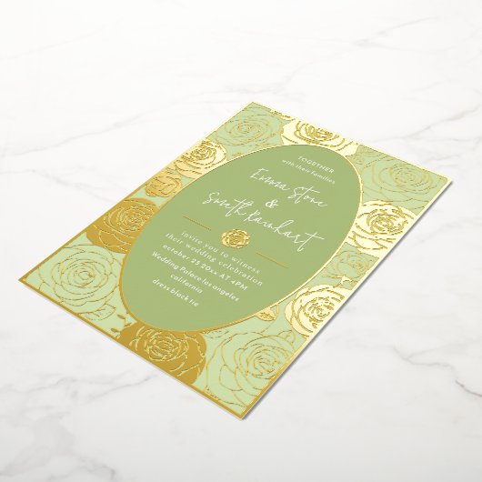 Invitation du Mariage Rose vert Foil (Rotation)