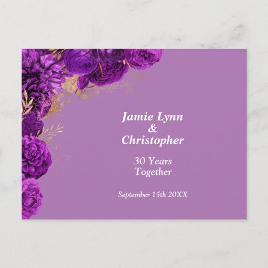 Invitation du Mariage Rose violet (Devant)