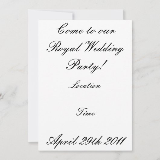 Invitation du mariage royal (Dos)