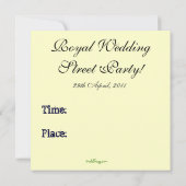 Invitation du mariage royal William et Catherine (Dos)