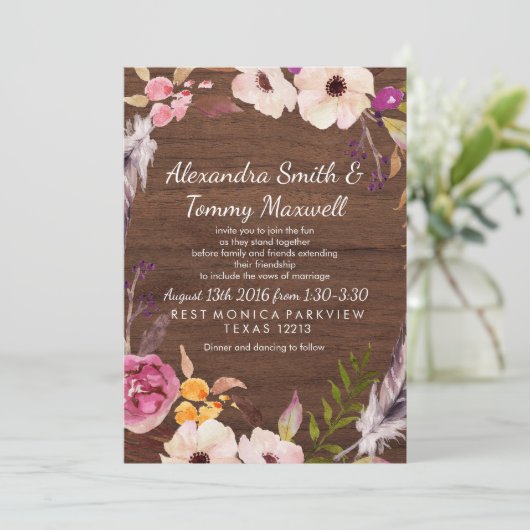 Invitation du Mariage rustique Boho (Debout devant)