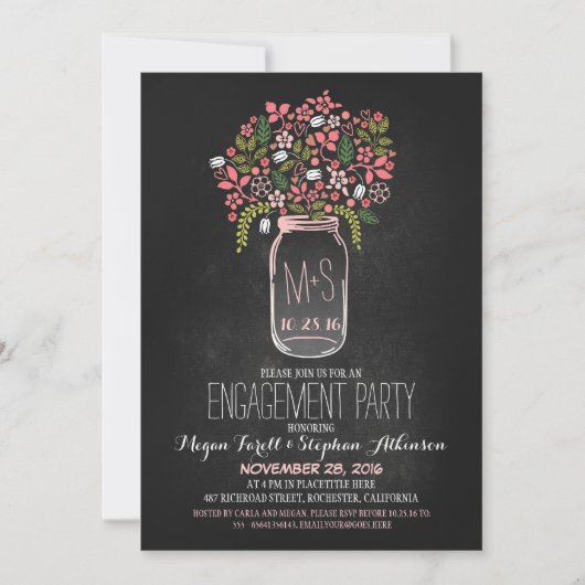 invitation du mason jar chalkboard (Devant)
