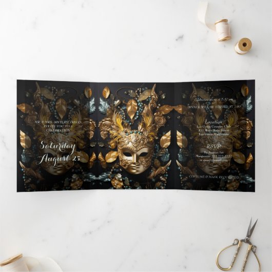 Invitation du Masquerade Ball Quinceanera Party (Intérieur)