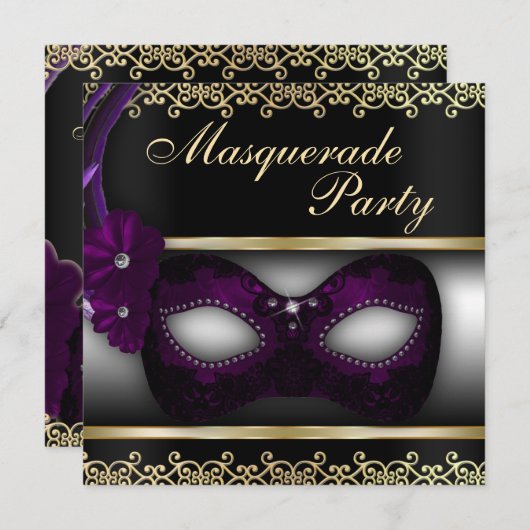 Invitation du Masquerade Party (Devant / Derrière)