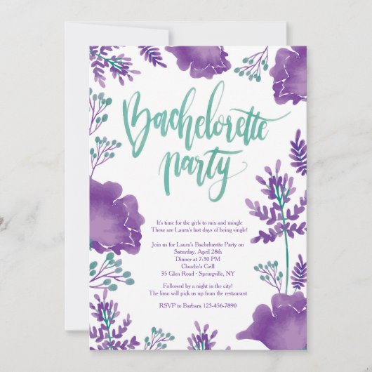 Invitation du Mauve Bachelorette Party (Devant)