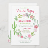 Invitation du Mexique de cactus d'anniversaire de (Devant / Derrière)