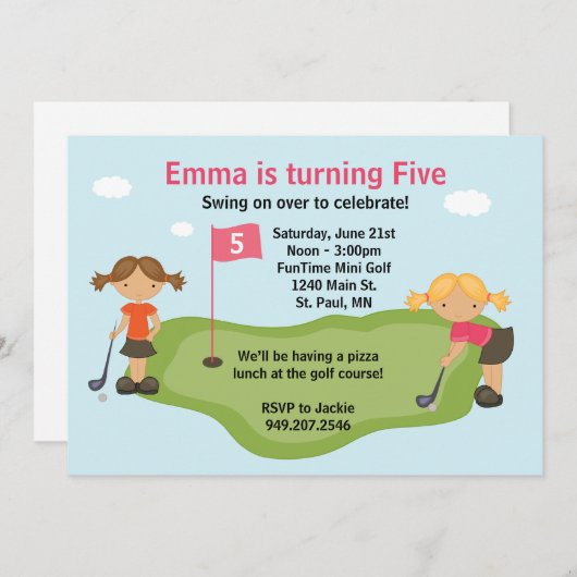 Invitation du Miniature Golf Party (Devant / Derrière)