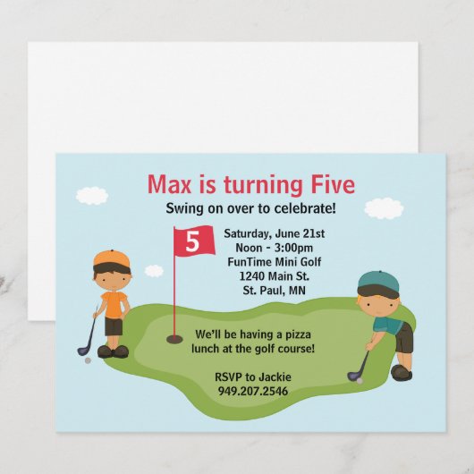 Invitation du Miniature Golf Party (Devant / Derrière)