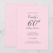 Invitation du minimaliste rose 60e anniversaire (Devant / Derrière)