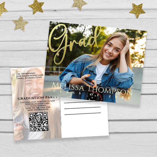 Invitation du Modèle photo de script Gold Graduate