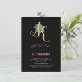 Invitation du Monogramme Gold Parties scintillant (Debout devant)