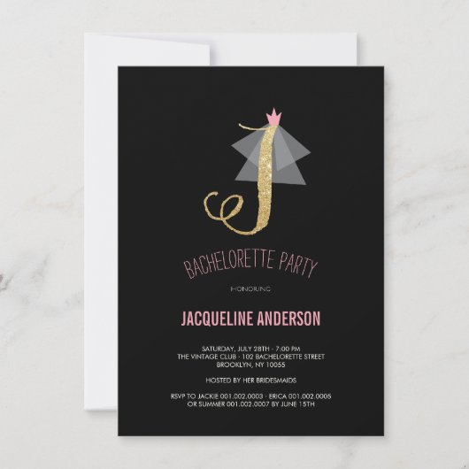 Invitation du Monogramme Gold Parties scintillant  (Devant)