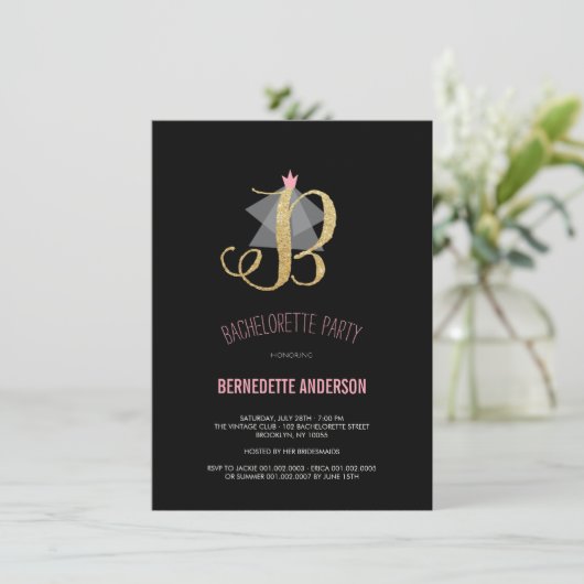 Invitation du Monogramme Gold Parties scintillant (Debout devant)