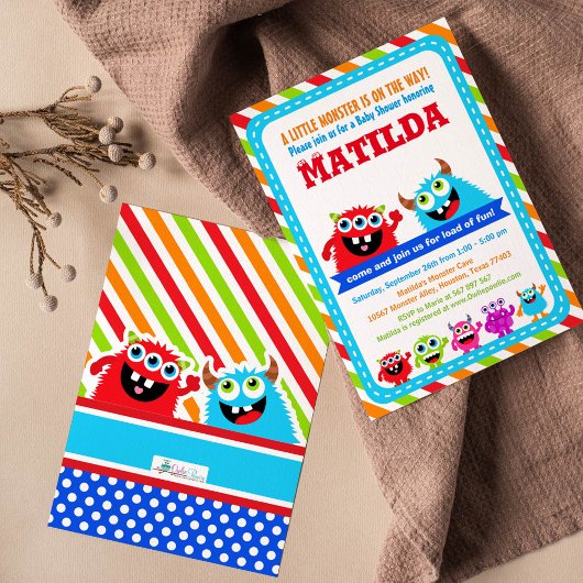 Invitation du Monster Bash Baby shower Party