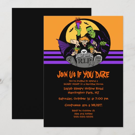 Invitation du Monster Bash Halloween Party (Devant / Derrière)