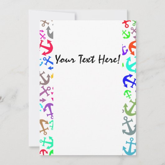 Invitation du Motif d'Ancre de bateau coloré (Devant)