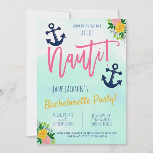 Invitation du Nautical Bachelorette Party (Devant)