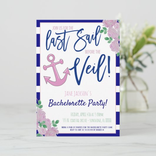Invitation du Nautical Bachelorette Party (Debout devant)