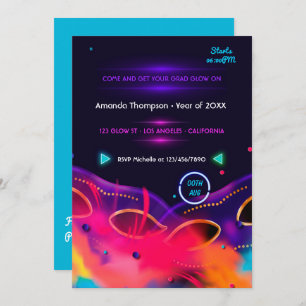 Invitation du Neon Glow Graduation Party